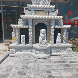 巴彦淖尔芝麻白中国黑石材套墓 花岗岩墓碑